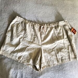 Faded Glory 4X Beige Linen Shorts Drawstring Summer Comfy Beachy Lounge Casual